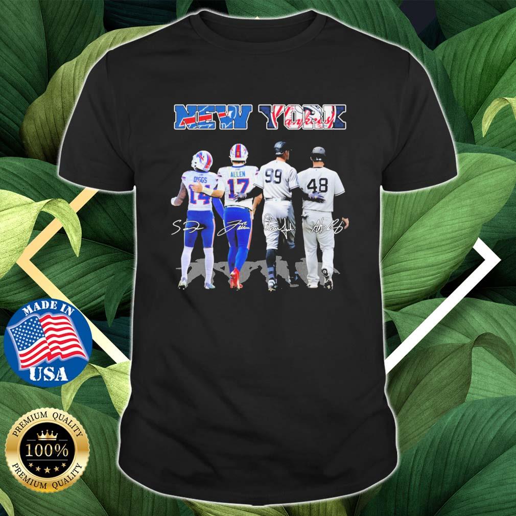 Buffalo Bills And New York Yankees Diggs Allen Aaron Judge And Anthony Rizzo signatures shirt